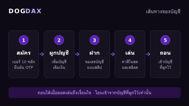 ภาพรวมการใช้งานบัญชี DOGDAX ตั้งแต่สมัครจนถึงถอนเงิน